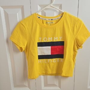 Tommy Hilfiger Bright Yellow Logo Crop Tee